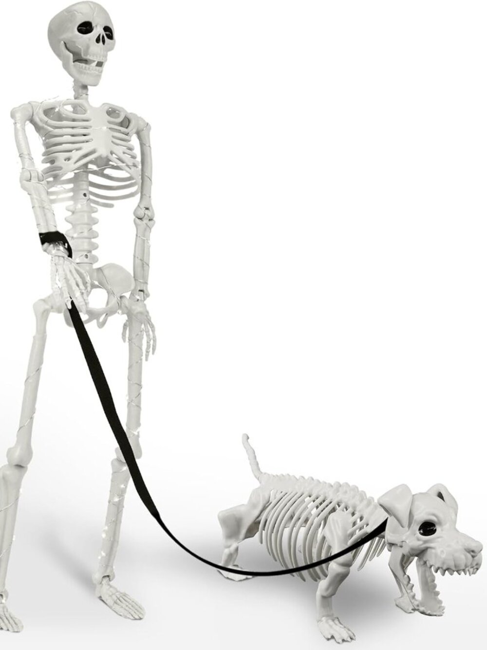 Lighted Human & Dog Skeleton Halloween Decorations Outdoor/Indoor - 36 Inch Real